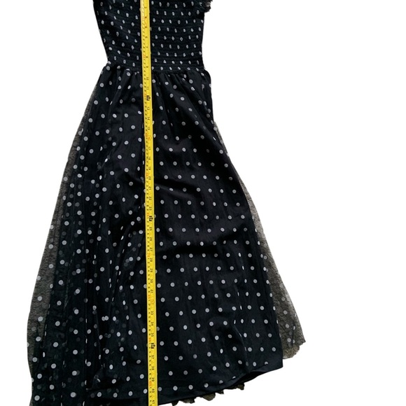 Elise - Elegant Black Polka Dot Off-Shoulder Dress - Small - Picture 9 of 14